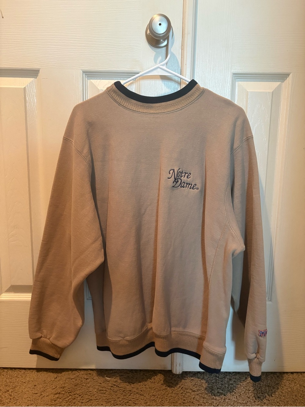 Vintage Notre Dame Beige Crewneck Sweater